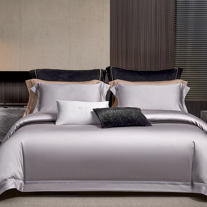 91家纺网 家纺一手货源 找家纺 榻尚家居 2024新款纯色天丝棉工艺款四件套--诺顿系列 诺顿-香芋紫