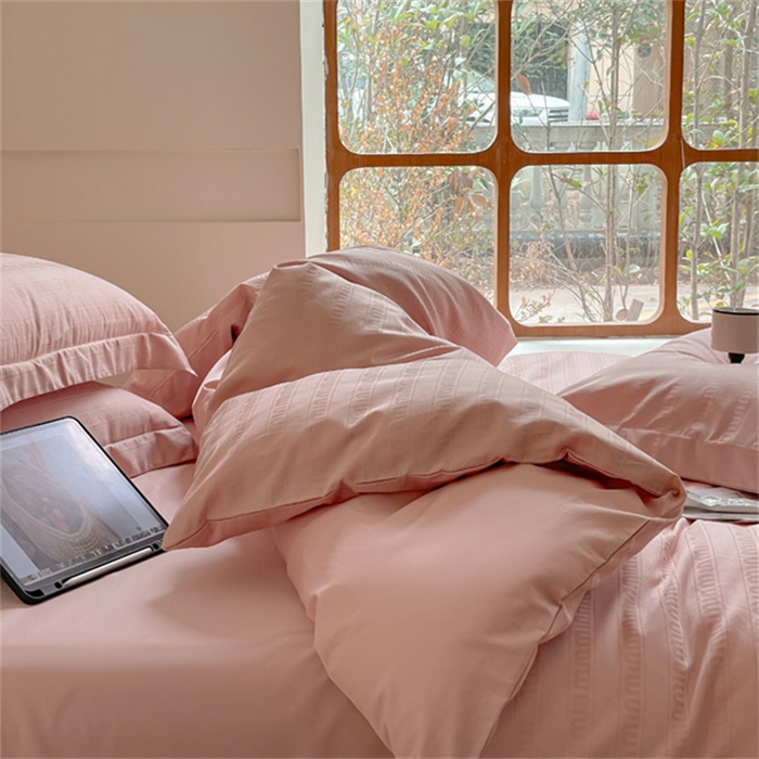 91家纺网 家纺一手货源 找家纺 涵宸 2024新款全棉大提花系列四件套 维秘-粉