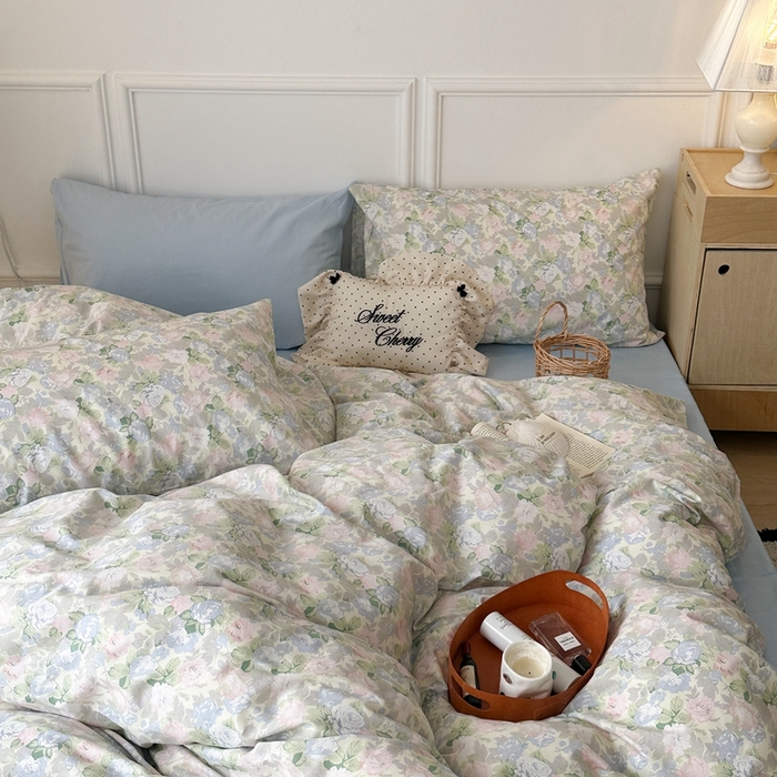 91家纺网 家纺一手货源 找家纺 昔可家纺 2024新款韩式混搭系列四件套 山茶花语