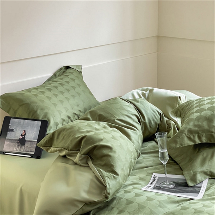 91家纺网 家纺一手货源 找家纺 涵宸 2024新款全棉大提花系列四件套 迷幻格调-绿