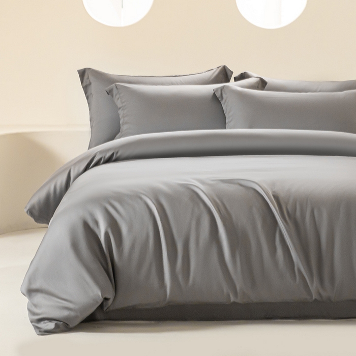 91家纺网 家纺一手货源 找家纺 涵宸 2024新款兰精天丝棉纯色四件套 四件套-星夜灰