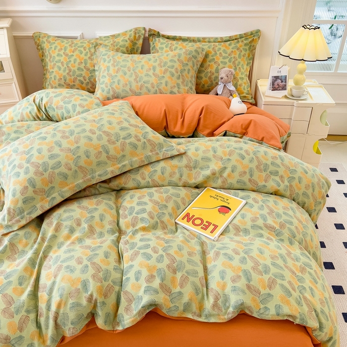 91家纺网 家纺一手货源 找家纺 宝士康家纺 2024新款水洗棉麻双层纱四件套系列  知秋