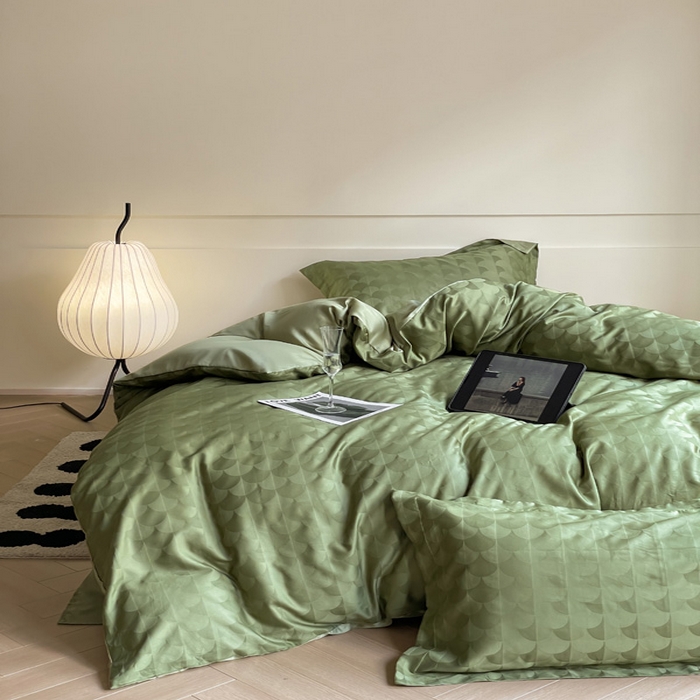 91家纺网 家纺一手货源 找家纺 涵宸 2024新款全棉大提花系列四件套 迷幻格调-绿