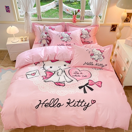 91家纺网 家纺一手货源 找家纺 （总）孩子王 2025新款三丽鸥系列全棉活性大版印花卡通学生四件套