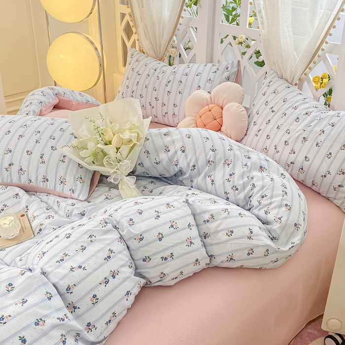 91家纺网 家纺一手货源 找家纺 牛牛家纺 牛牛  2024新款泡泡棉小清新四件套(1) 浪漫花语