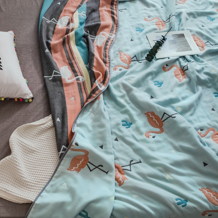 91家纺网 家纺一手货源 找家纺 朴尔2024经典六层纱布全棉毛巾被系列-朴尔经典款常年备货 幸福鸟兰