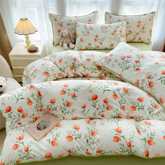 91家纺网 家纺一手货源 找家纺 洁柔供应链 2024新款印花水洗双层纱贝壳绣四件套    直播爆款 法式田园