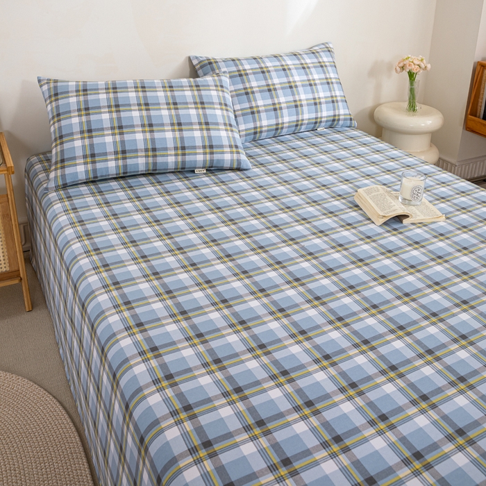 91家纺网 家纺一手货源 找家纺 九沐良品 新款全棉无印老粗布单品床单+三件套 莫妮卡（兰）