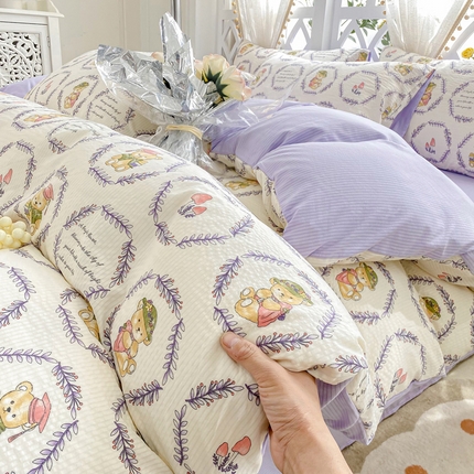 牛牛家纺 牛牛  2024新款泡泡棉小清新四件套(1) 泰迪熊