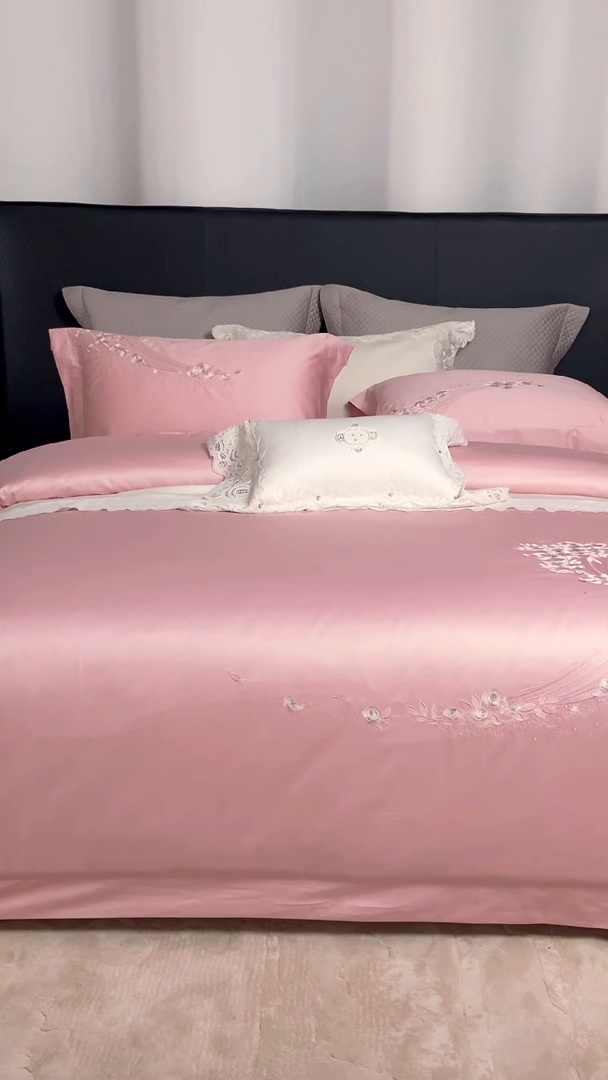 91家纺网 家纺一手货源 找家纺 爱情故事 100支春夏新品四件套 夏朵-粉