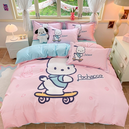 91家纺网 家纺一手货源 找家纺 （总）孩子王 2025新款三丽鸥系列全棉活性大版印花卡通学生四件套