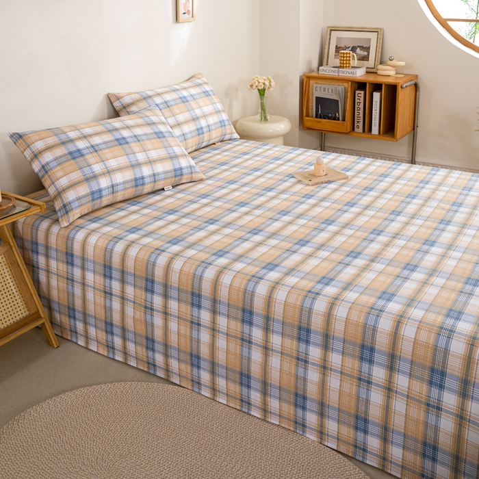 91家纺网 家纺一手货源 找家纺 九沐良品 新款全棉无印老粗布单品床单+三件套 星空米