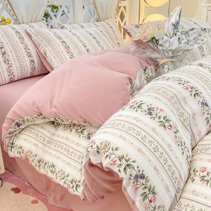 91家纺网 家纺一手货源 找家纺 牛牛家纺 牛牛  2024新款泡泡棉小清新四件套(1) 梨落