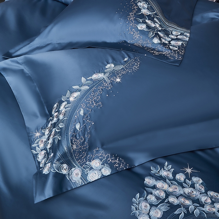 91家纺网 家纺一手货源 找家纺 爱情故事 100支春夏新品四件套 夏朵-蓝