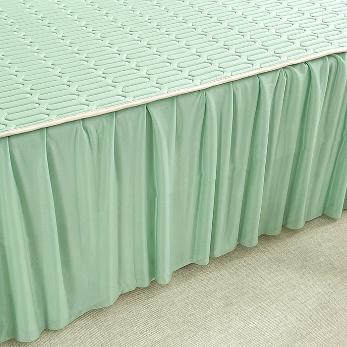 91家纺网 家纺一手货源 找家纺 （总）爱洛 2024新款纯色床裙款乳胶凉席三件套凉感丝乳胶席