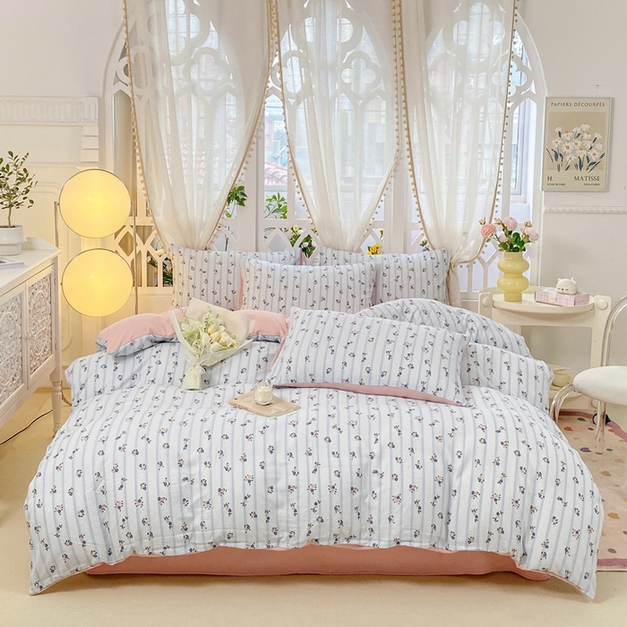 91家纺网 家纺一手货源 找家纺 牛牛家纺 牛牛  2024新款泡泡棉小清新四件套(1) 浪漫花语