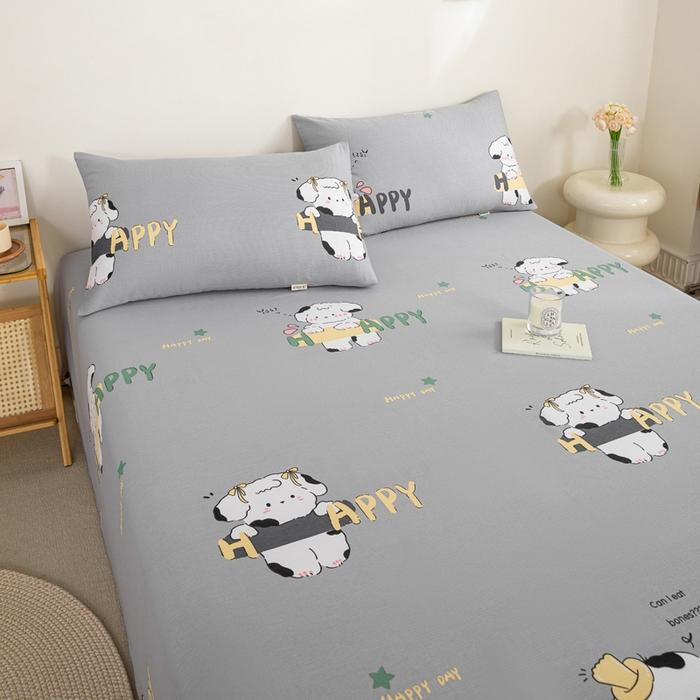 91家纺网 家纺一手货源 找家纺 九沐良品 新款全棉无印老粗布单品床单+三件套 芭比兔