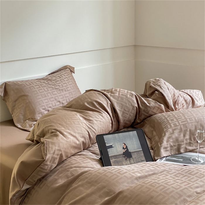 91家纺网 家纺一手货源 找家纺 涵宸 2024新款全棉大提花系列四件套 克里尼-咖