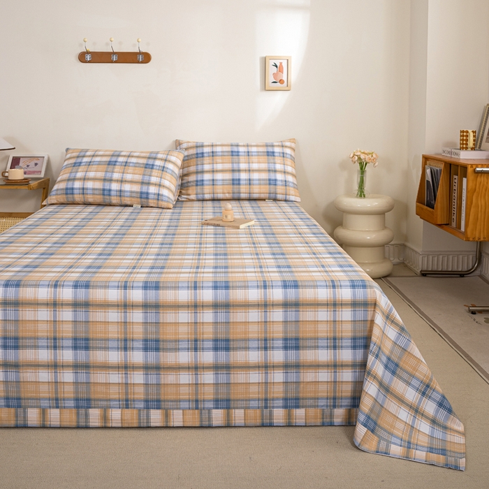 91家纺网 家纺一手货源 找家纺 九沐良品 新款全棉无印老粗布单品床单+三件套 星空米