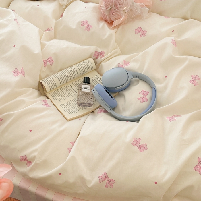 91家纺网 家纺一手货源 找家纺 昔可家纺 2024心动蝴蝶结系列四件套 点点粉蝴蝶结