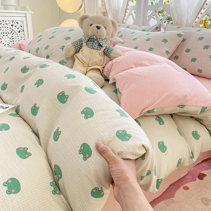 牛牛家纺 牛牛  2024新款泡泡棉小清新四件套(1) 小青蛙
