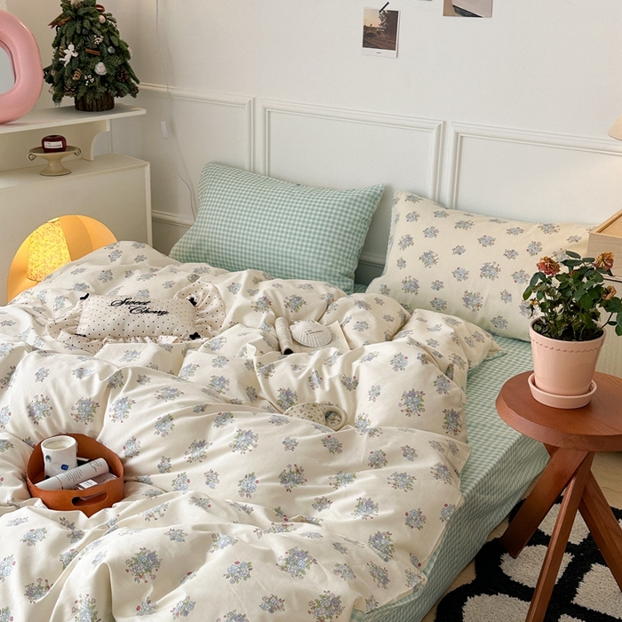 91家纺网 家纺一手货源 找家纺 昔可家纺 2024韩式碎花四件套 一束梨花