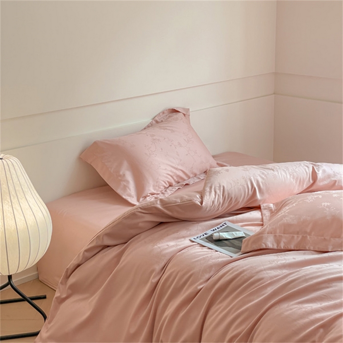 91家纺网 家纺一手货源 找家纺 涵宸 2024新款全棉大提花系列四件套 生如夏花-粉