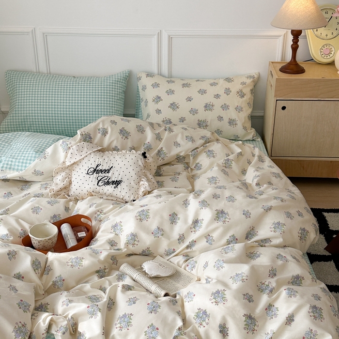 91家纺网 家纺一手货源 找家纺 昔可家纺 2024韩式碎花四件套 一束梨花