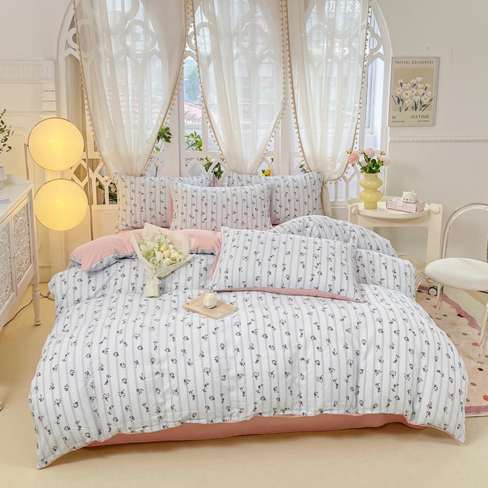 91家纺网 家纺一手货源 找家纺 牛牛家纺 牛牛  2024新款泡泡棉小清新四件套(1) 浪漫花语