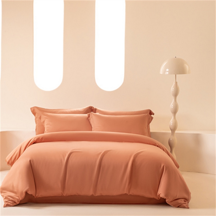91家纺网 家纺一手货源 找家纺 涵宸 2024新款兰精天丝棉纯色四件套 四件套-焦糖