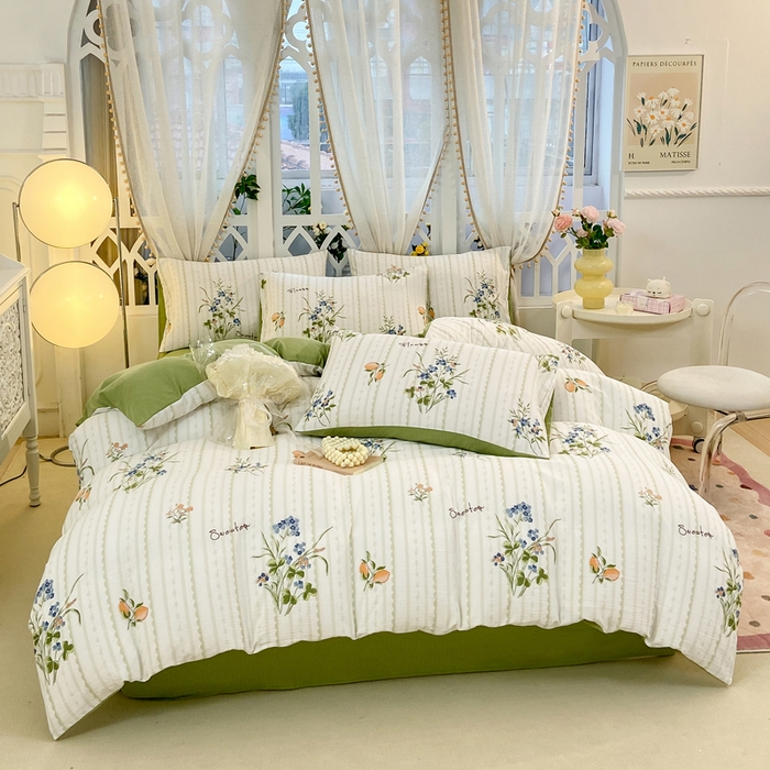 91家纺网 家纺一手货源 找家纺 牛牛家纺 牛牛  2024新款泡泡棉小清新四件套(1) 清新夏日