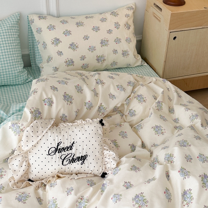 91家纺网 家纺一手货源 找家纺 昔可家纺 2024韩式碎花四件套 一束梨花