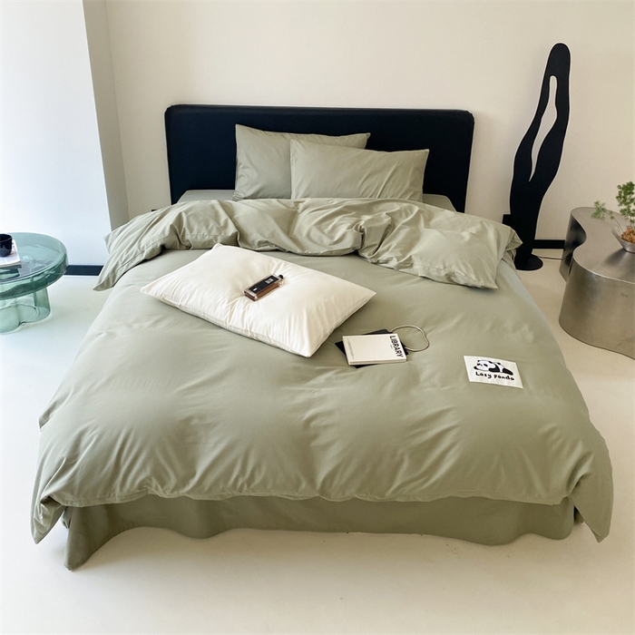 91家纺网 家纺一手货源 找家纺 三味舒屋 2024新款设计师款大织标全棉水洗棉套件 懒熊绿