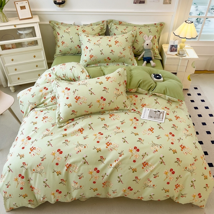 91家纺网 家纺一手货源 找家纺 宝士康家纺 2024新款水洗棉麻双层纱四件套系列  雅韵