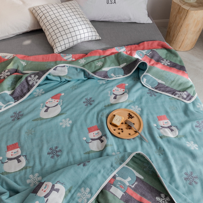 91家纺网 家纺一手货源 找家纺 朴尔2024经典六层纱布全棉毛巾被系列-朴尔经典款常年备货 雪人兰