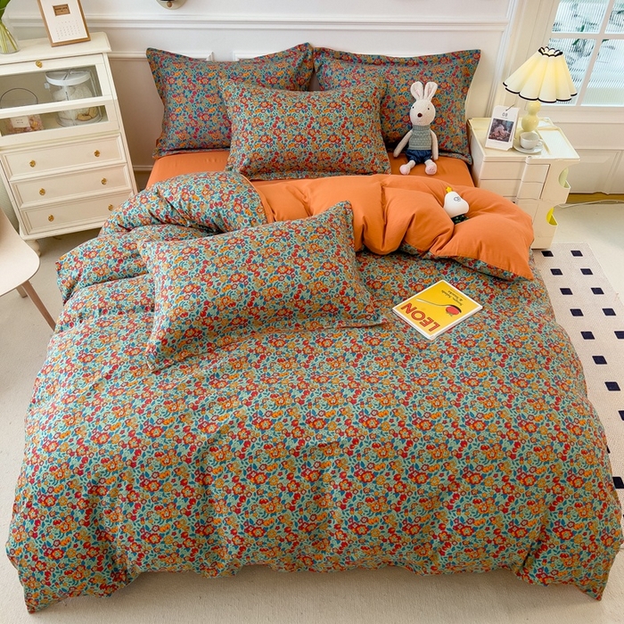 91家纺网 家纺一手货源 找家纺 宝士康家纺 2024新款水洗棉麻双层纱四件套系列  艾维