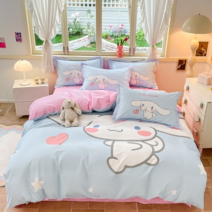 91家纺网 家纺一手货源 找家纺 （总）孩子王 2025新款三丽鸥系列全棉活性大版印花卡通学生四件套