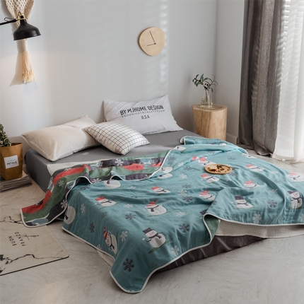 朴尔2024经典六层纱布全棉毛巾被系列-朴尔经典款常年备货 雪人兰