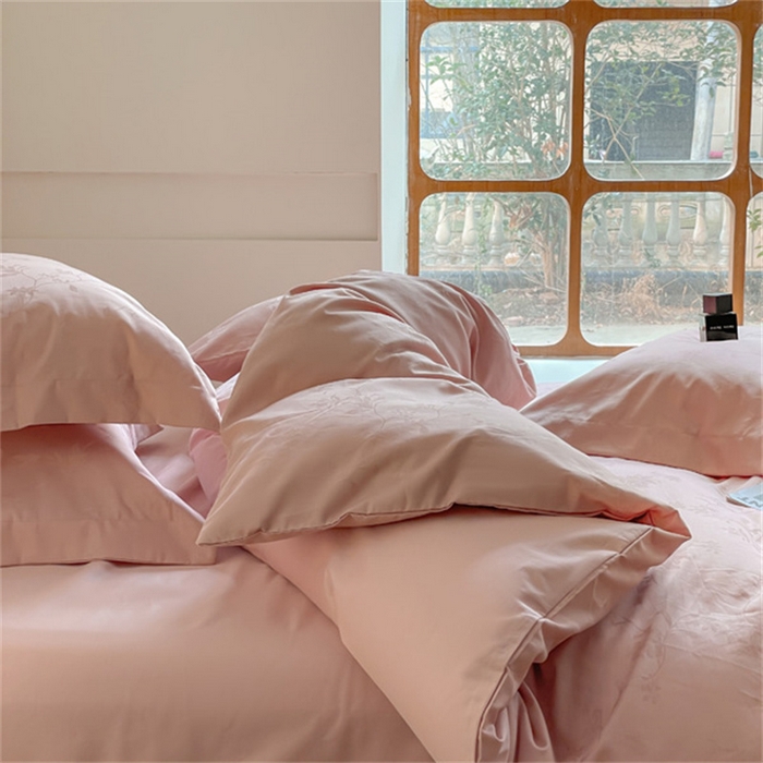 91家纺网 家纺一手货源 找家纺 涵宸 2024新款全棉大提花系列四件套 生如夏花-粉