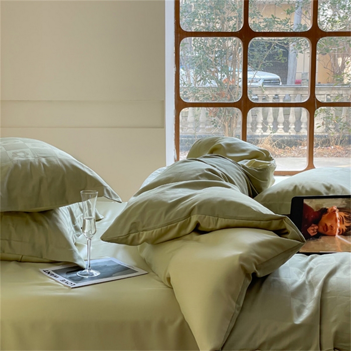 91家纺网 家纺一手货源 找家纺 涵宸 2024新款全棉大提花系列四件套 欧若拉-绿