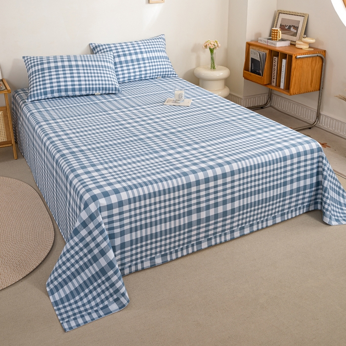 91家纺网 家纺一手货源 找家纺 九沐良品 新款全棉无印老粗布单品床单+三件套 柏林（兰）