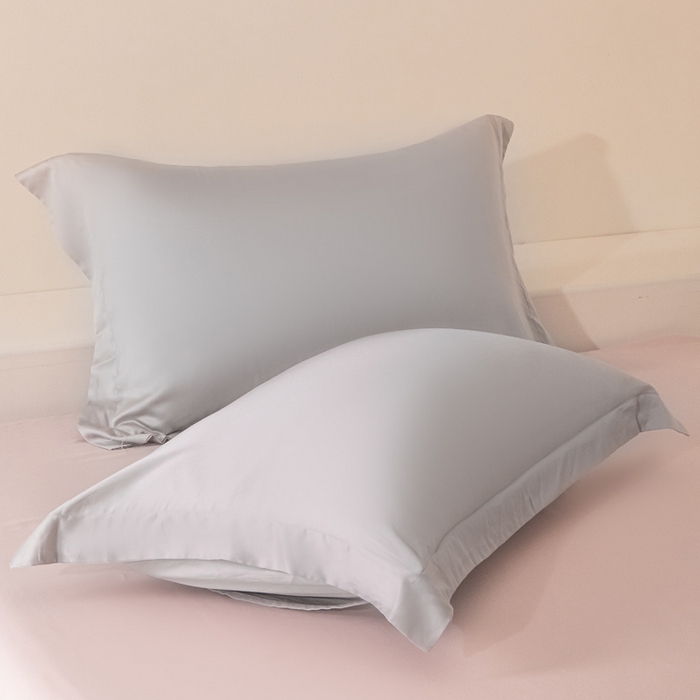 91家纺网 家纺一手货源 找家纺 涵宸 2024新款兰精天丝棉纯色四件套 四件套-时尚灰+玫瑰粉