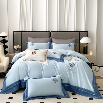 91家纺网 家纺一手货源 找家纺 美娘阁 2025新款双股天丝棉居家款四件套系列-奥黛丽 奥黛丽-欣欣兰