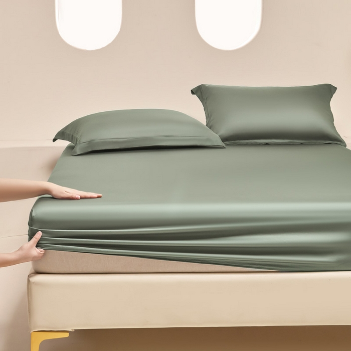 91家纺网 家纺一手货源 找家纺 涵宸 2024新款兰精天丝棉纯色单品-床笠 床笠-赛琳绿