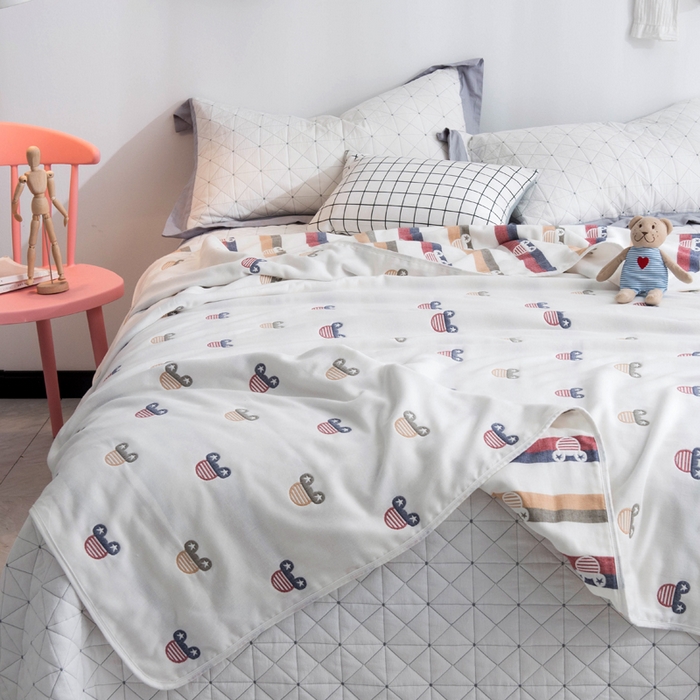 91家纺网 家纺一手货源 找家纺 朴尔2024经典六层纱布全棉毛巾被系列-朴尔经典款常年备货 快乐米奇