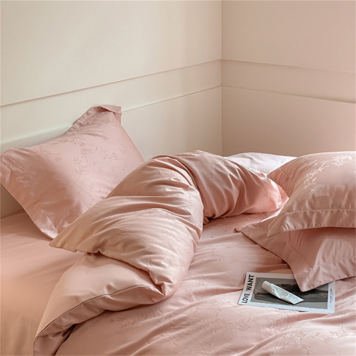 91家纺网 家纺一手货源 找家纺 涵宸 2024新款全棉大提花系列四件套 生如夏花-粉