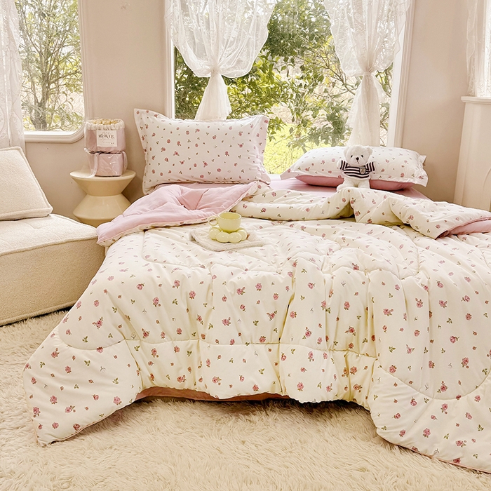 91家纺网 家纺一手货源 找家纺 家贝爱 2024款糯糯棉夏被春秋被被芯夏被四件套 云中花