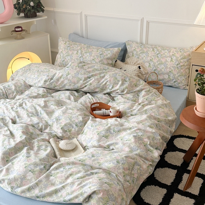 91家纺网 家纺一手货源 找家纺 昔可家纺 2024新款韩式混搭系列四件套 山茶花语