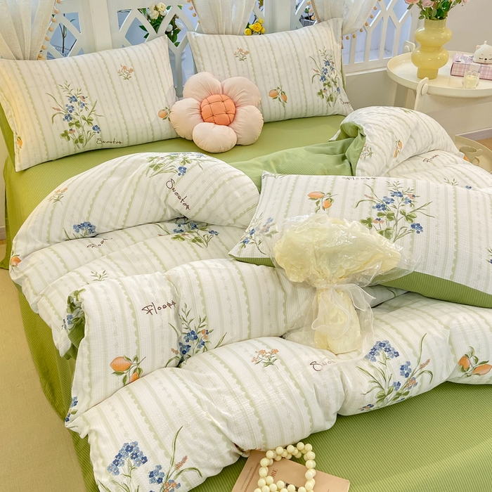 91家纺网 家纺一手货源 找家纺 牛牛家纺 牛牛  2024新款泡泡棉小清新四件套(1) 清新夏日