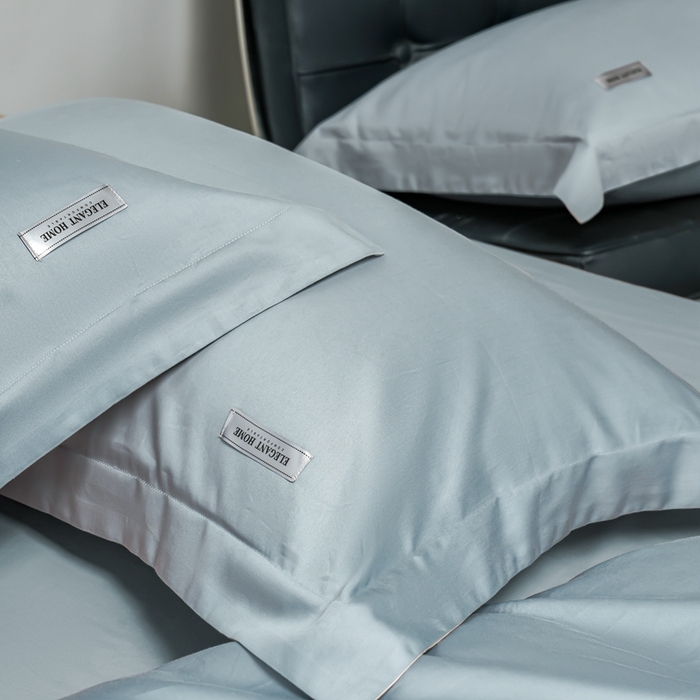 91家纺网 家纺一手货源 找家纺 秀色家纺 2025新款60支贡缎新疆长绒棉全棉纯棉三件套轻奢床品床单床笠被套床上四件套 都市-天空蓝